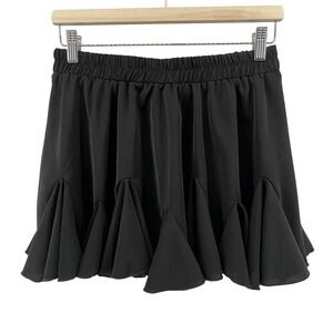 Avid Love Black Pleated Godet Mini Skirt Elastic Waist Flared Size Large